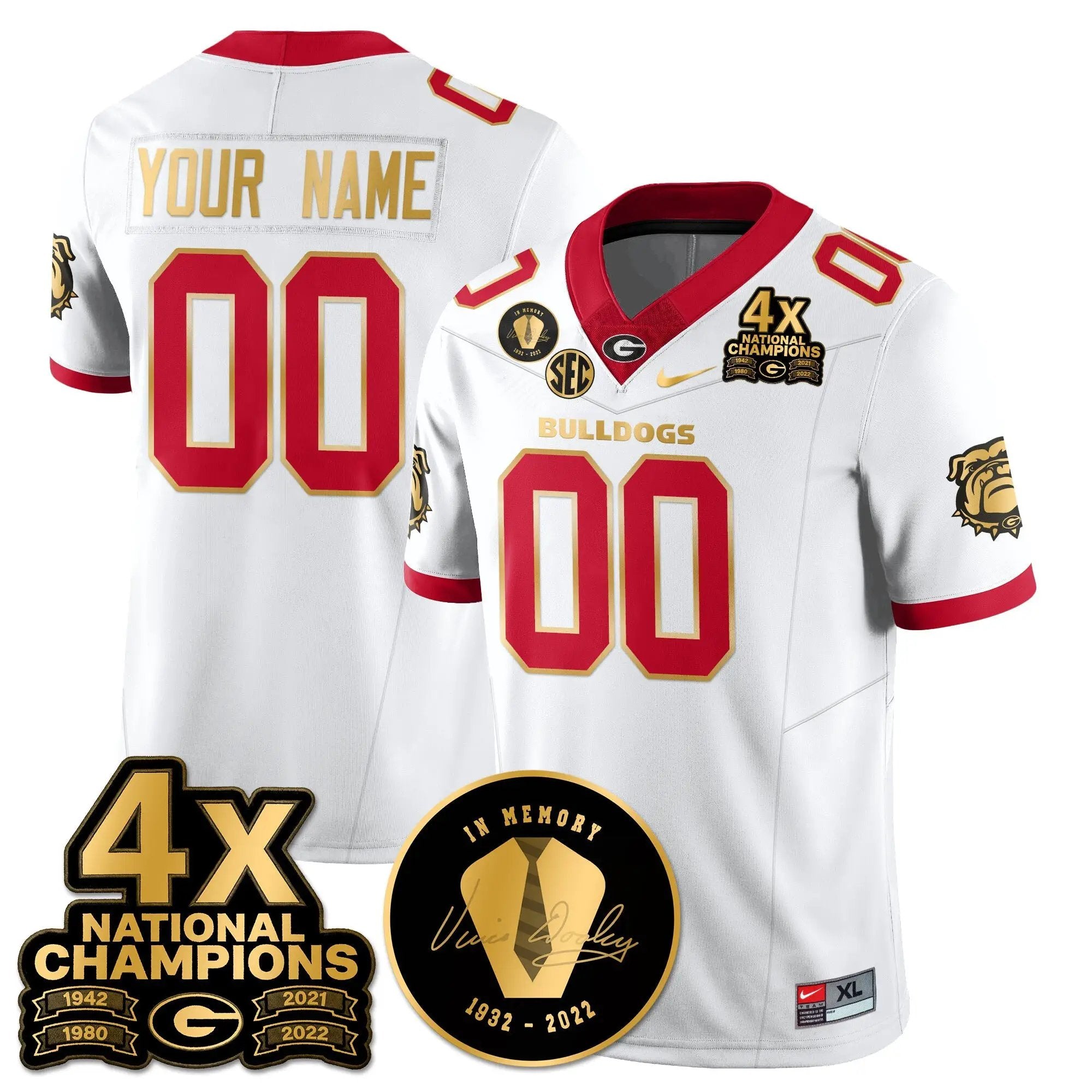 Custom UGA 4x-Time National Champions Vapor Limited Jersey by Georgia Bulldogs