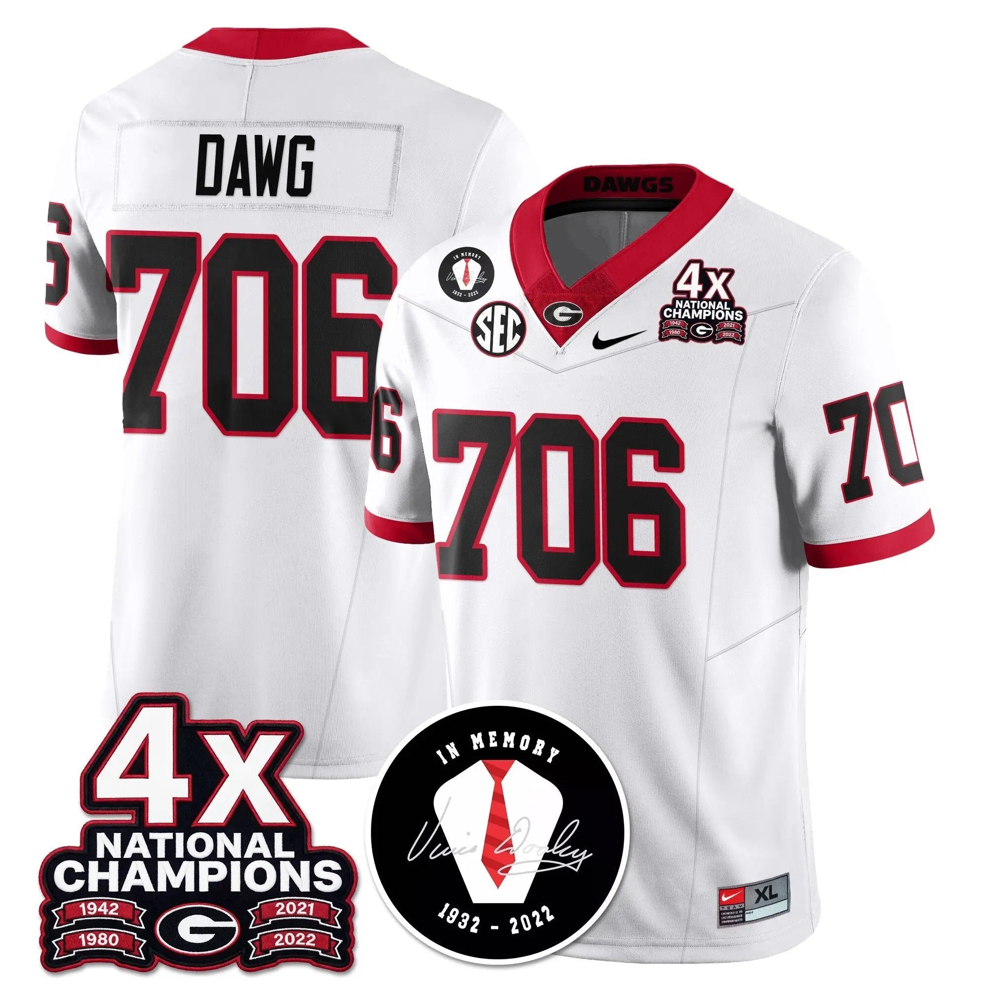 UGA 4x-Time National Champions Vapor Limited Jersey by Georgia Bulldogs