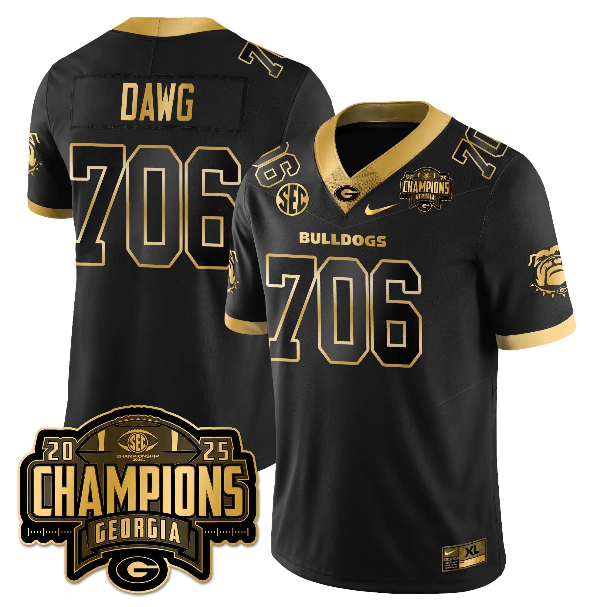 UGA Vapor Limited Gold Jersey - SEC Football Champions by Georgia Bulldogs