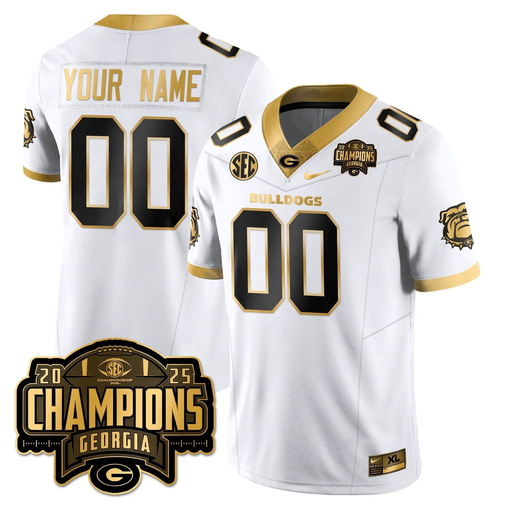 Custom UGA Vapor Limited Gold Jersey - SEC Football Champions by Georgia Bulldogs