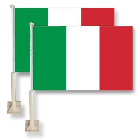 Italian Flag Car Window Flag of Italy 11X18 Inch(28x46cm) 100% Polyester, Strong White Flagpole by flagsshop