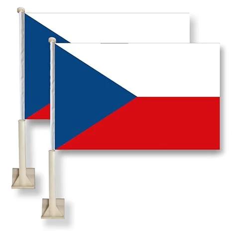 Czech Flag Car Window Flag of Czech Republic 11X18 Inch(28x46cm) 100% Polyester, Strong White Flagpole by flagsshop