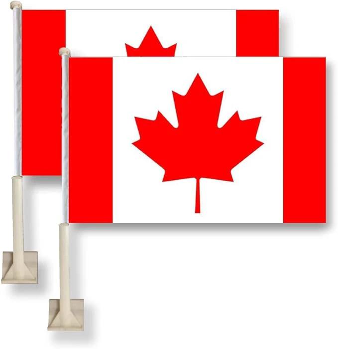 Canada Car Window Flag 11X16Inch(28x40cm) 100% Polyester, Strong White Flagpole by flagsshop