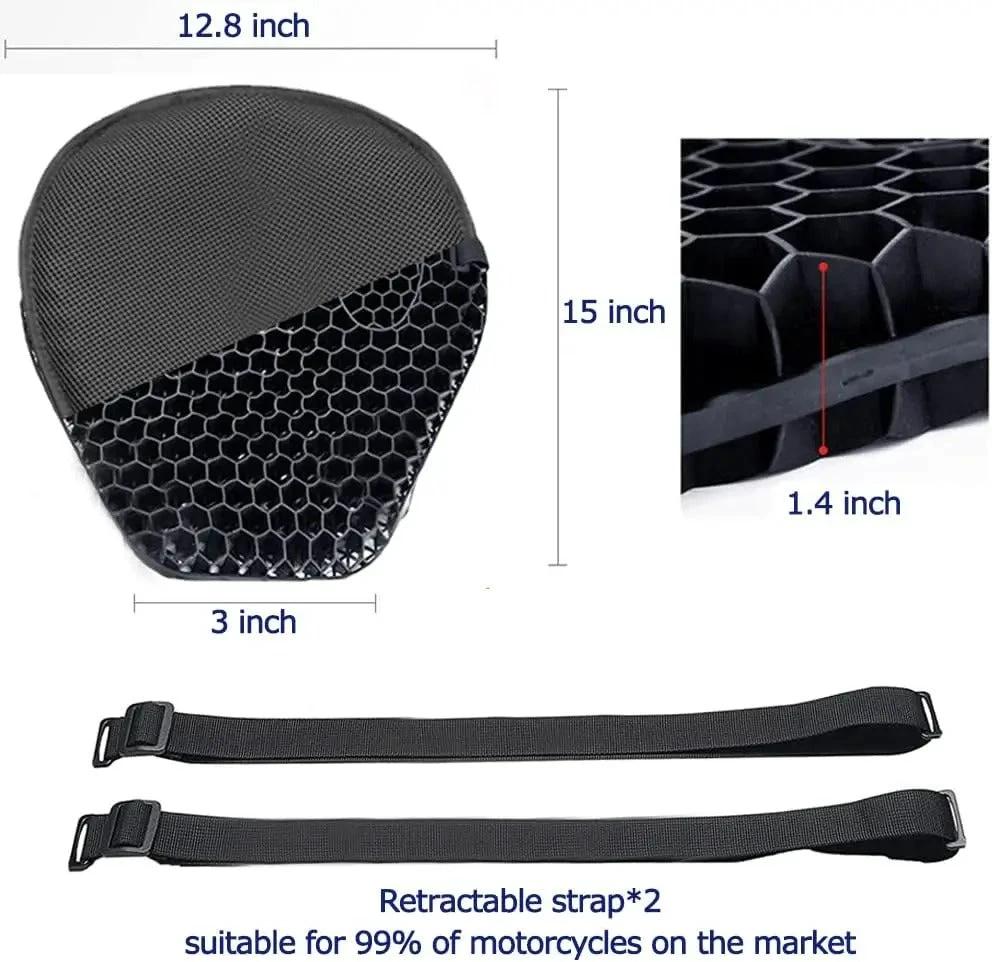 HoneyRide – 3D Honeycomb Shock-Relief Motorcycle Seat Cushion by BowLift