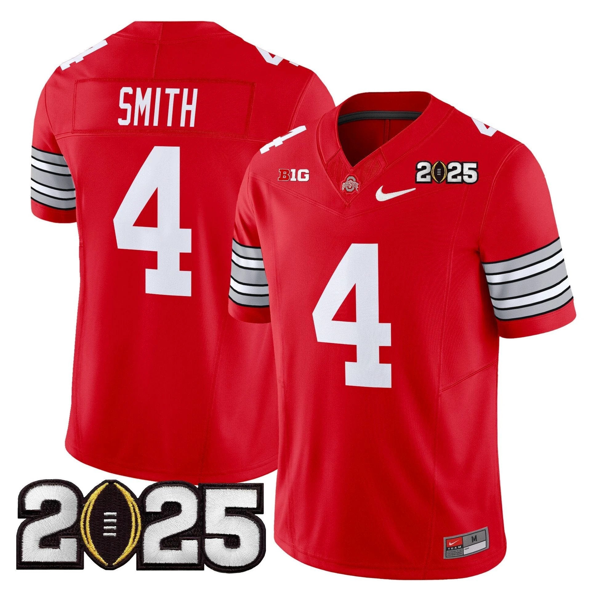 Jeremiah Smith Jersey #4 Ohio State Heritage Stripe 2025 CFP Final Red by My Store NCAA Football Jerseys