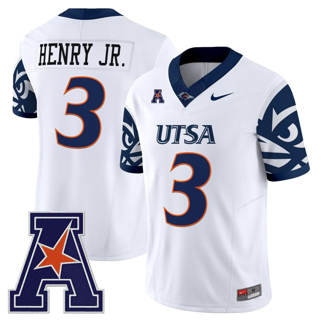 Robert Henry Jr Jersey #3 UTSA Roadrunners 2025 Vapor Limited V2 Stitched White by My Store NCAA Football Jerseys
