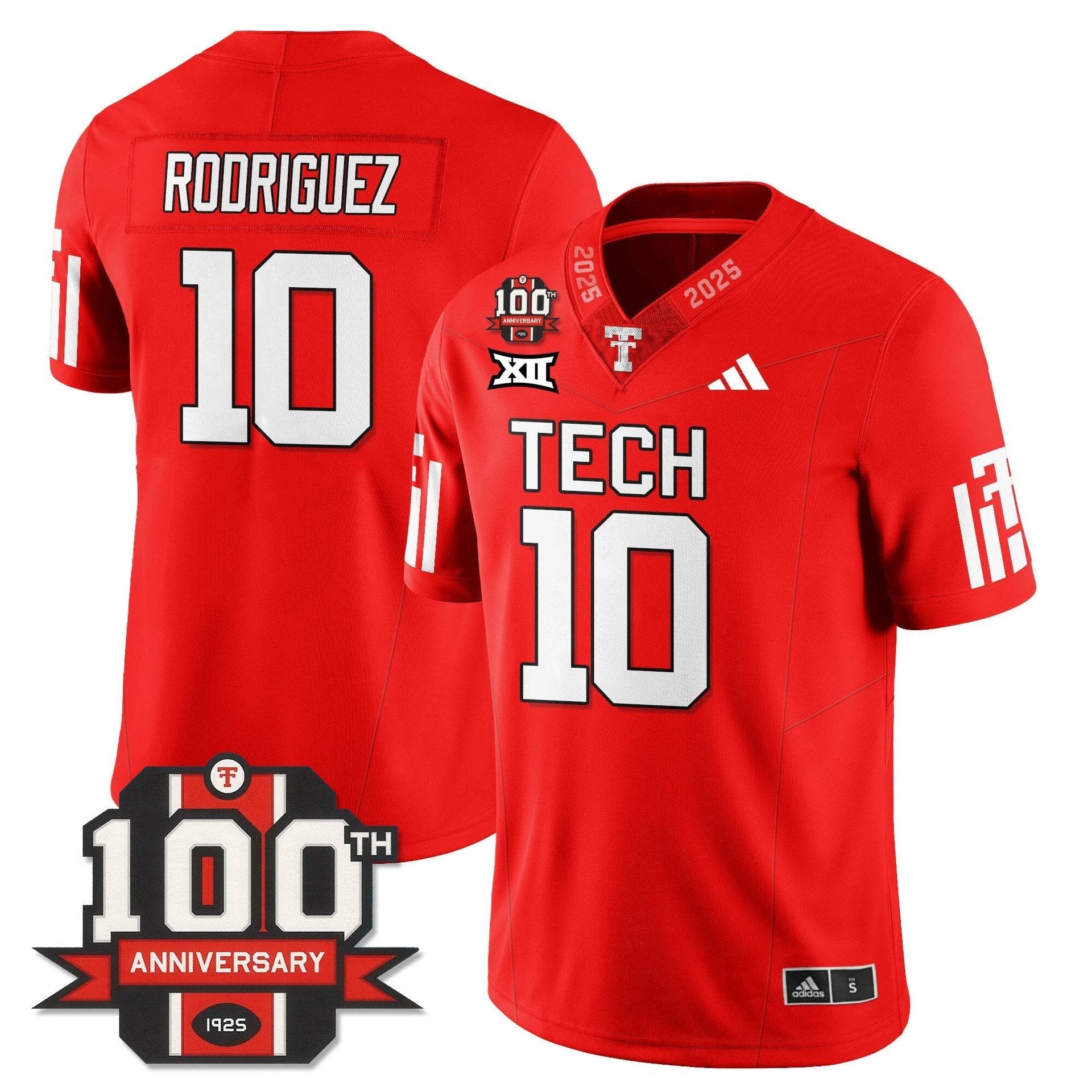 Jacob Rodriguez Jersey #10 Texas Tech Football 100th Anniversary Stitched Red by My Store NCAA Football Jerseys