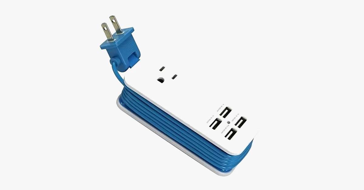 Portable charging station with 4 USB ports - Universal socket & 1.5 m long cable - Best for travel by BowLift