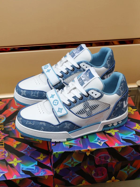 Luxury Virgil Trainer Sneakers Shoes Signature Blue White Monogram by Air Jordan