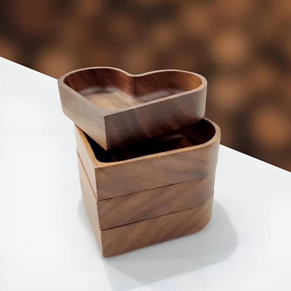 Heart-Shaped Wooden Snack Tray | 4 pcs by Casa & Beyond