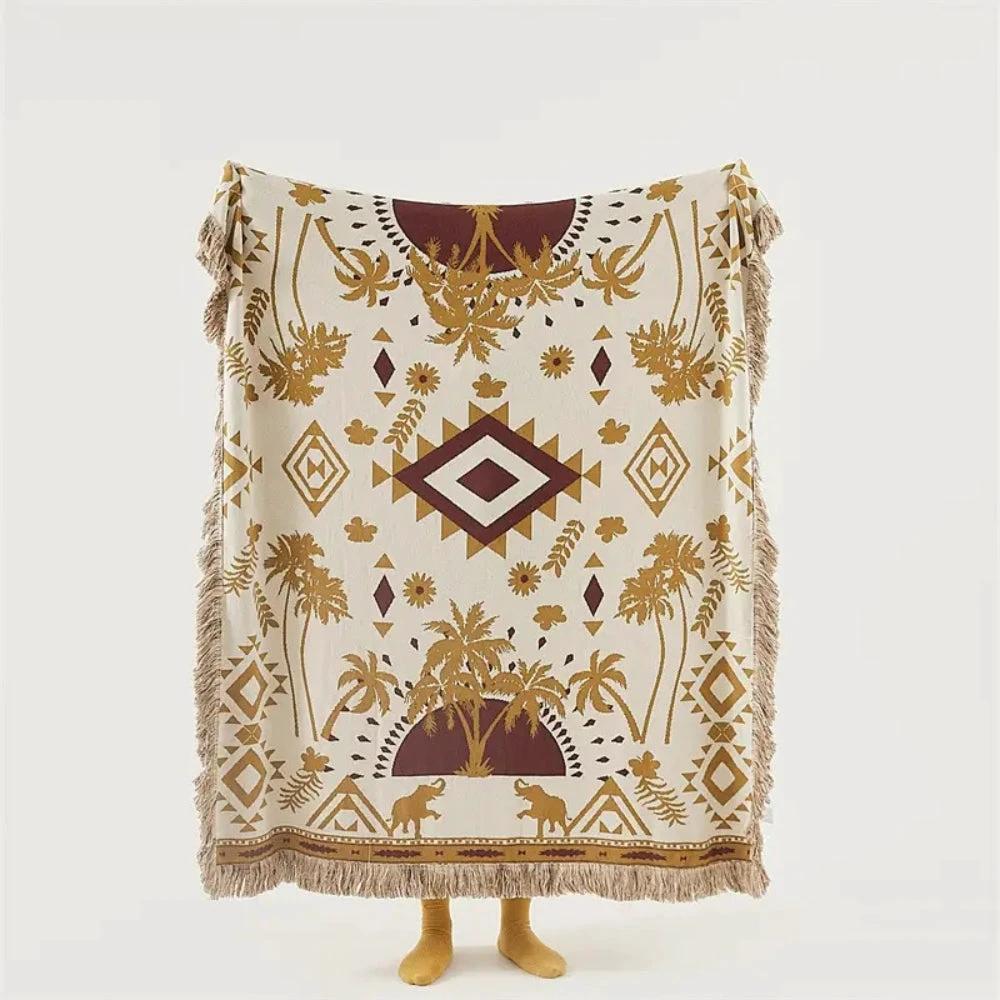 Azura Boho Geometric Knit Blanket by Casa & Beyond