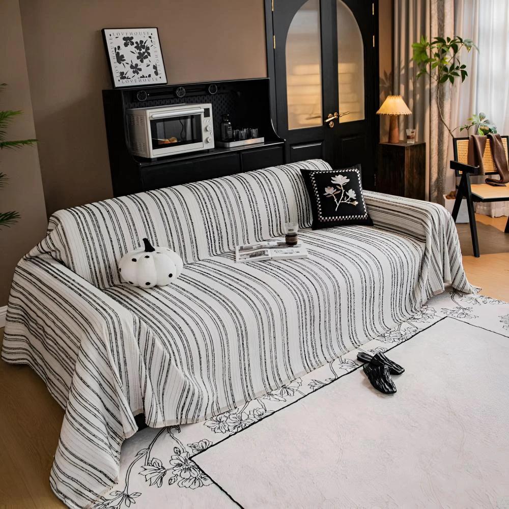 Regal Stripes Chenille Sofa Cover by Casa & Beyond