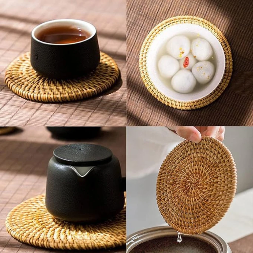 Handmade Rattan Coaster | 6pcs Set by Casa & Beyond