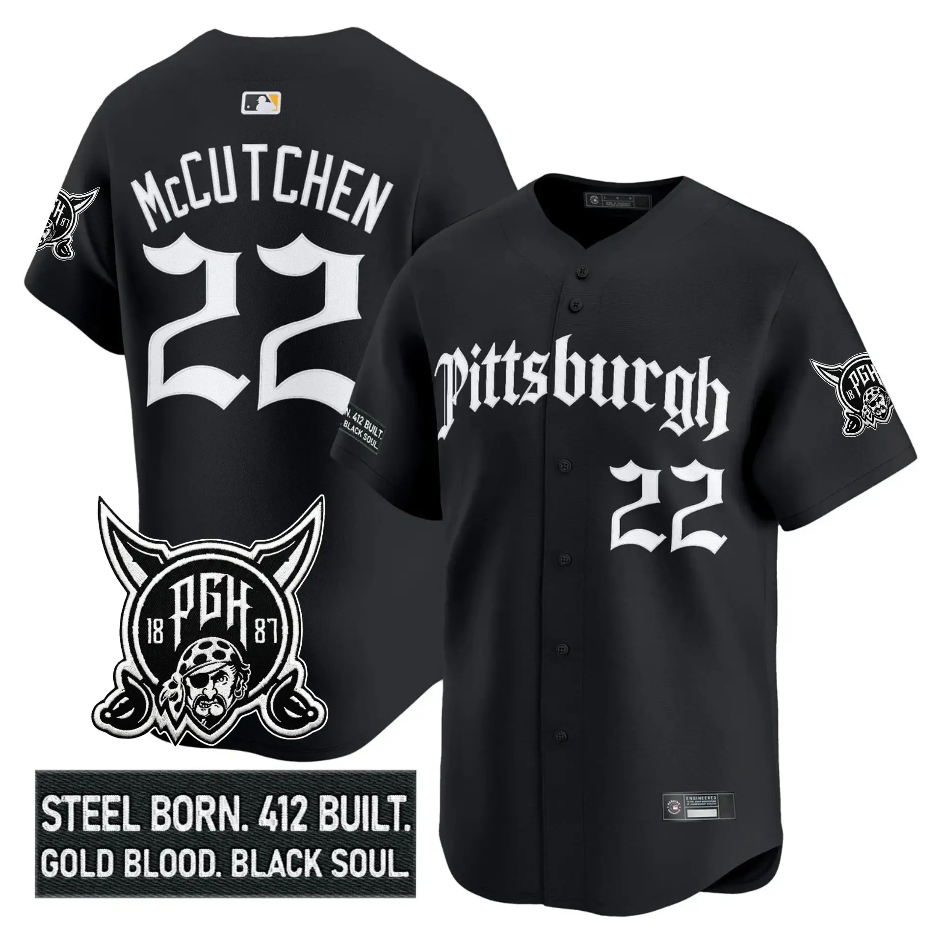 PIT 'Gothic Steel City Edition' Vapor Premier Limited Jersey - All Stitched by Pittsburgh Pirates