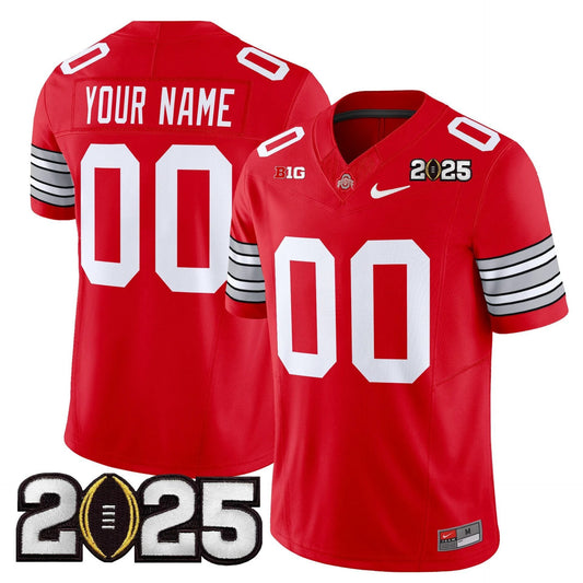 Custom Ohio State Jersey Heritage Stripe 2025 CFP Final Patch Stitched Red by My Store NCAA Football Jerseys