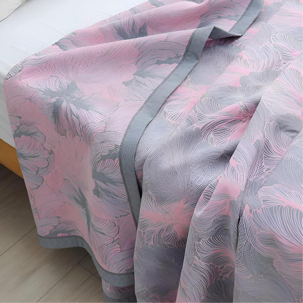 Flower Print Flax Throw by Casa & Beyond