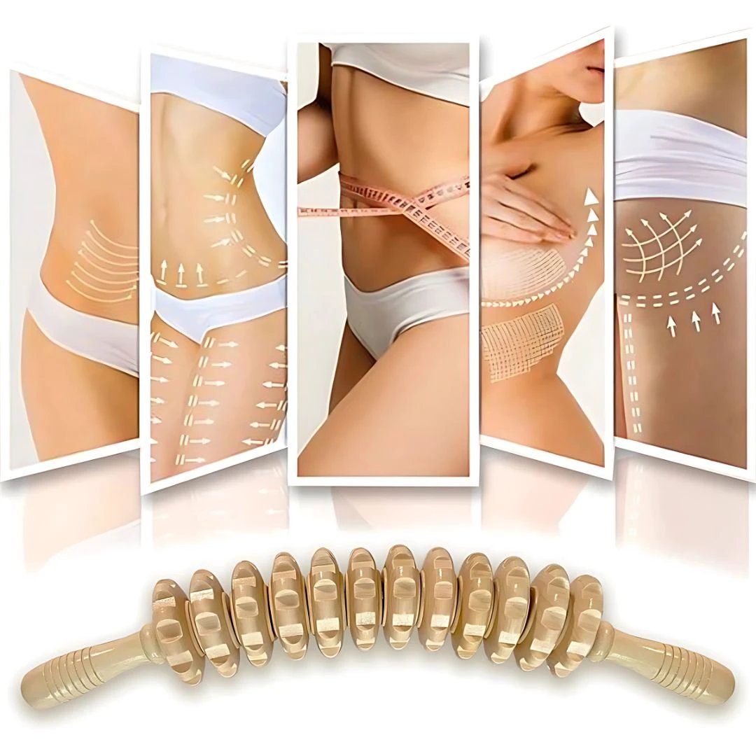 De-Puffing Anti-Cellulite Wood Massager – Skin Smoothing Pain Relief – Home Body Sculpting Tool Bowlift by Bowlift