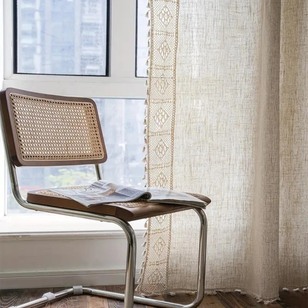 Farmhouse Chic Linen Geometric Curtain by Casa & Beyond
