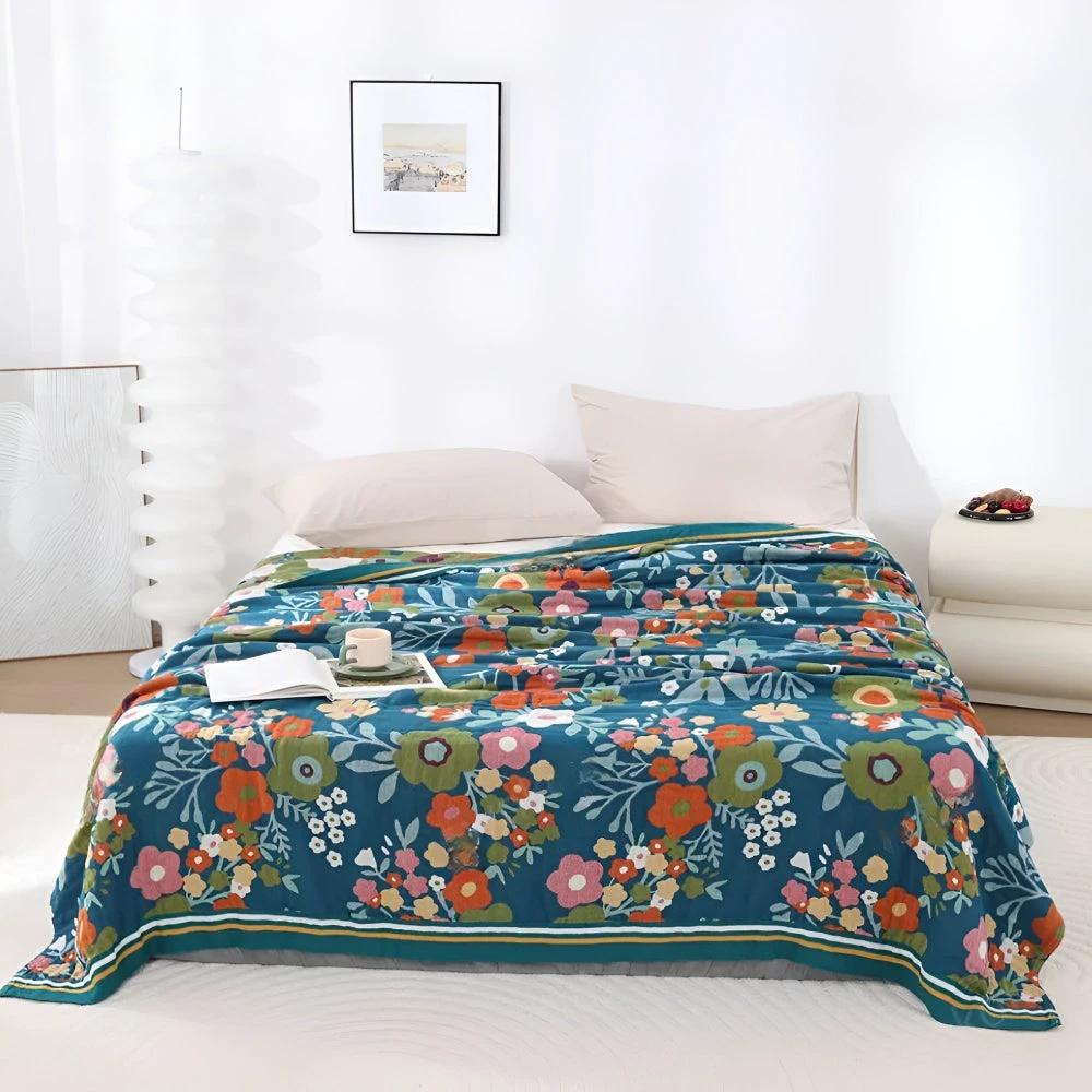 Wildflower Botanical Bliss Cotton Blanket by Casa & Beyond