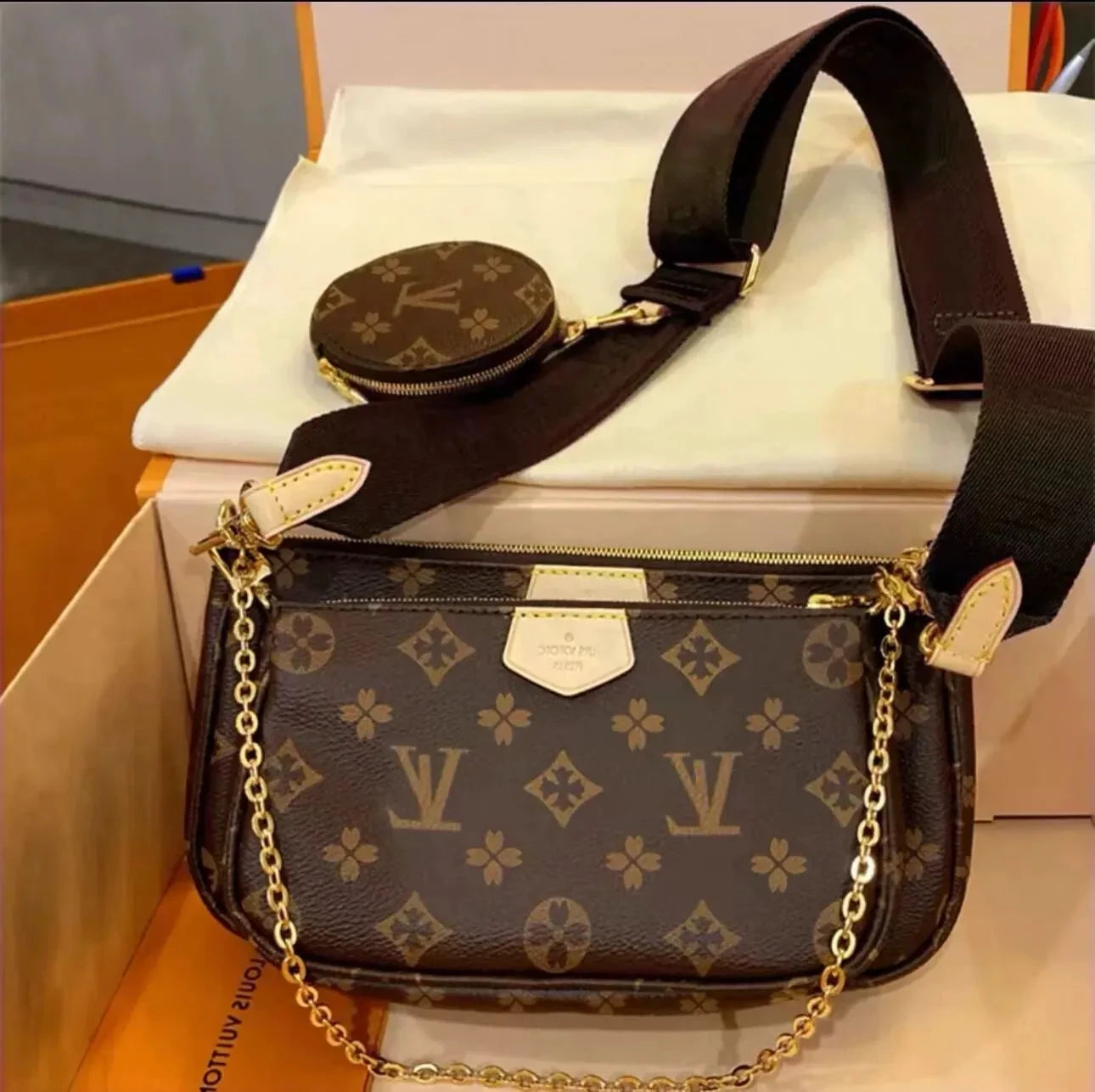 Fashion Brown Flower Leather Shoulder Bag Multi Handbag for Women by jimmy_luxuries