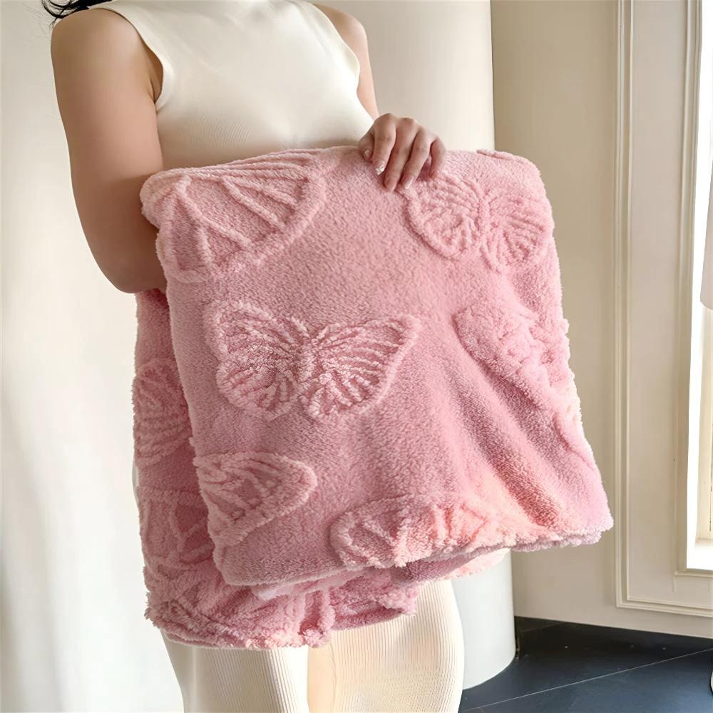 Butterfly Jacquard Flannel Blanket by Casa & Beyond