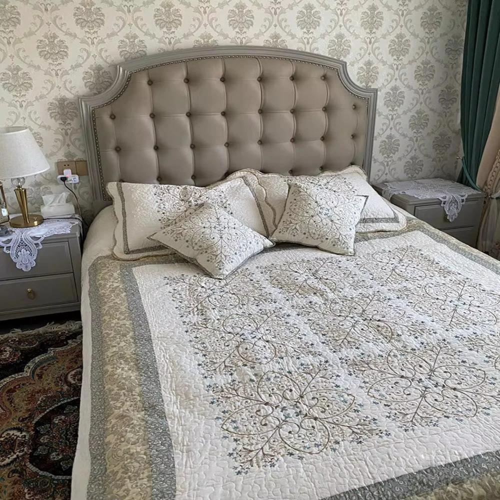 Elegant Embroidered Patchwork Thread Coverlet by Casa & Beyond