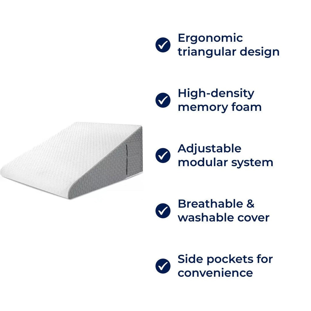 OrthoComfort | Triangle Wedge Pillow – Memory Foam – Extra Support for Heartburn – Sleep Apnea – Back Pain – Post-Surgery Recovery Bowlift by Bowlift