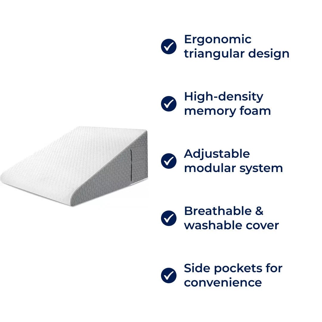OrthoComfort | Triangle Wedge Pillow – Memory Foam – Extra Support for Heartburn – Sleep Apnea – Back Pain – Post-Surgery Recovery Bowlift by Bowlift