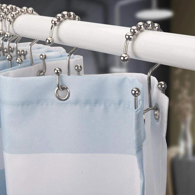 Stainless steel shower curtain hooks (12 pieces) by Bowlift