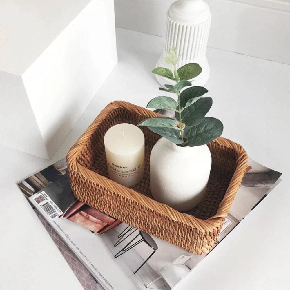 Artisan Rectangular Rattan Storage Basket by Casa & Beyond