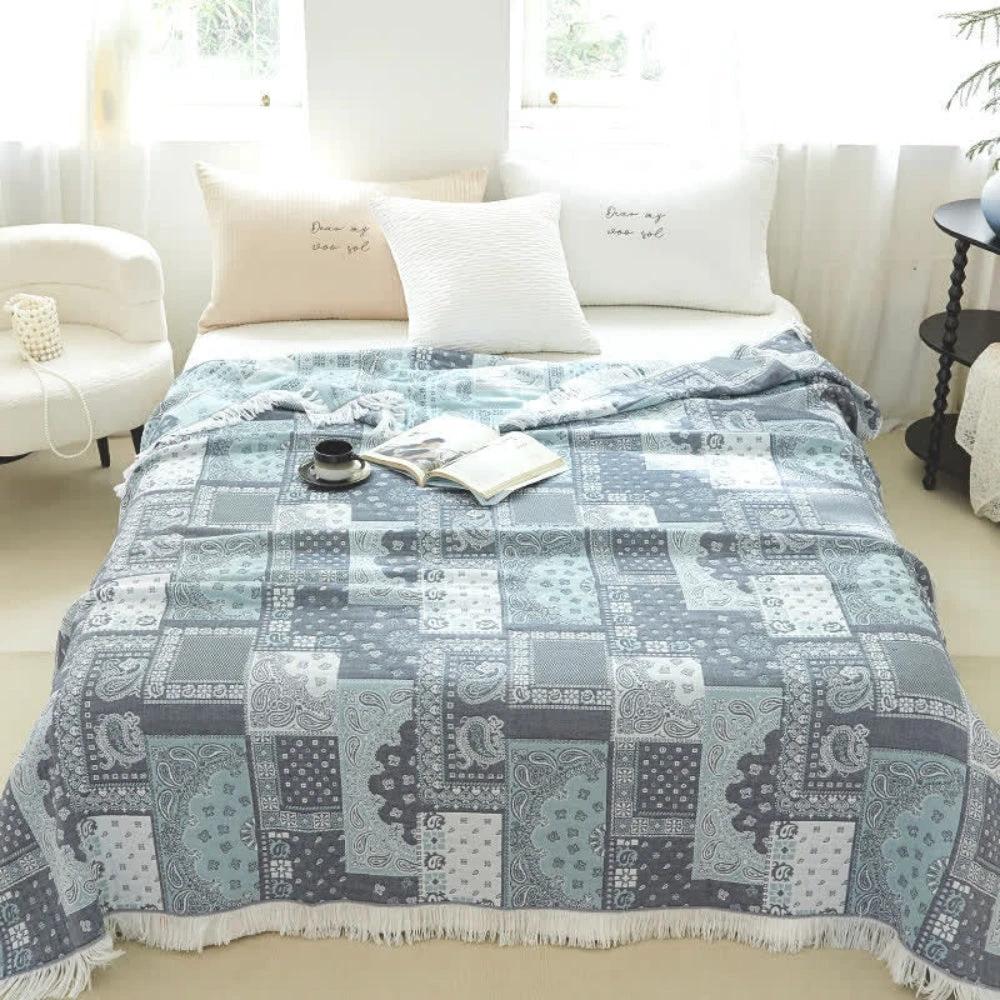 Mosaic Pattern Cotton Gauze Blanket by Casa & Beyond