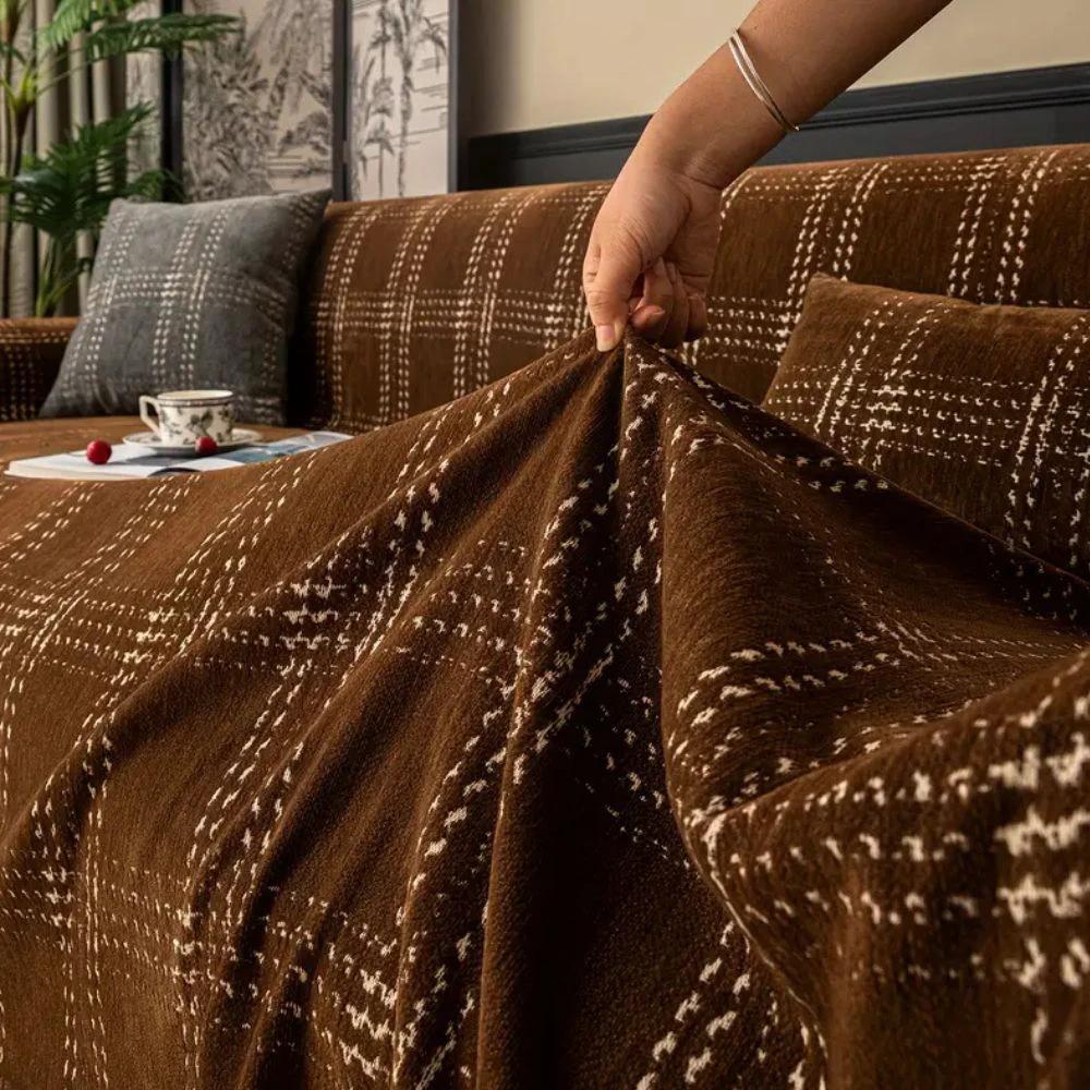 Chesterfield Plaid Sofa Cover by Casa & Beyond