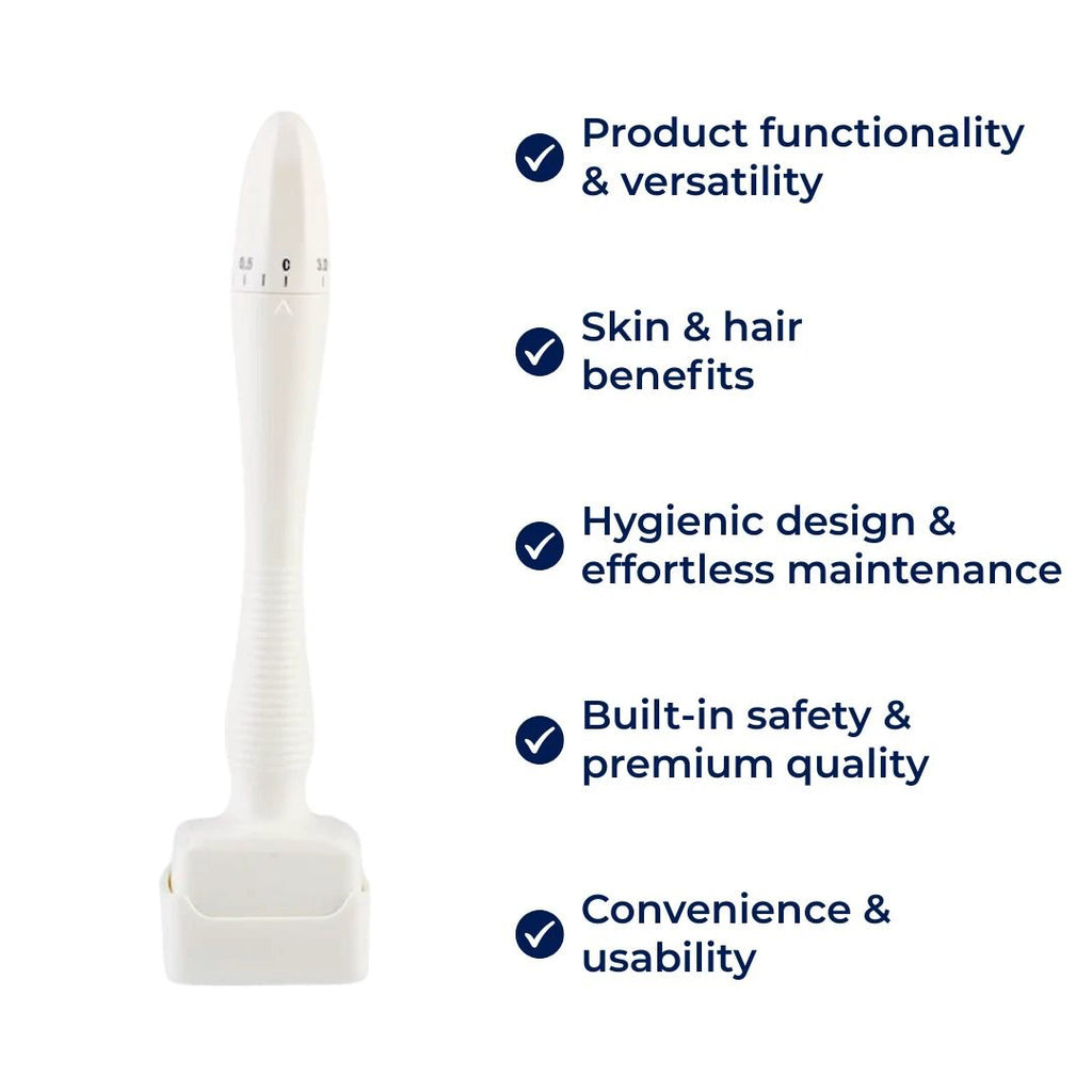 RevitaGlow | Microneedling Derma Stamp – Adjustable Depth – 140 Needles – Skin & Hair Rejuvenation Bowlift by Bowlift