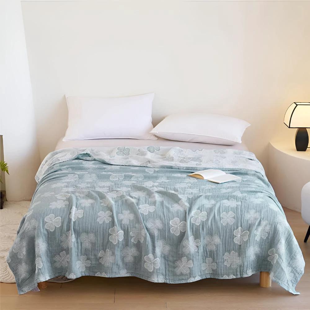 Four Clover Leaf Cotton Blanket by Casa & Beyond