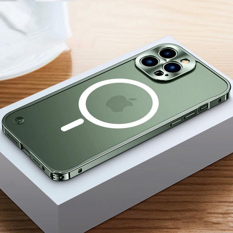 Magnetic phone case for iPhone with metal frame by Bowlift