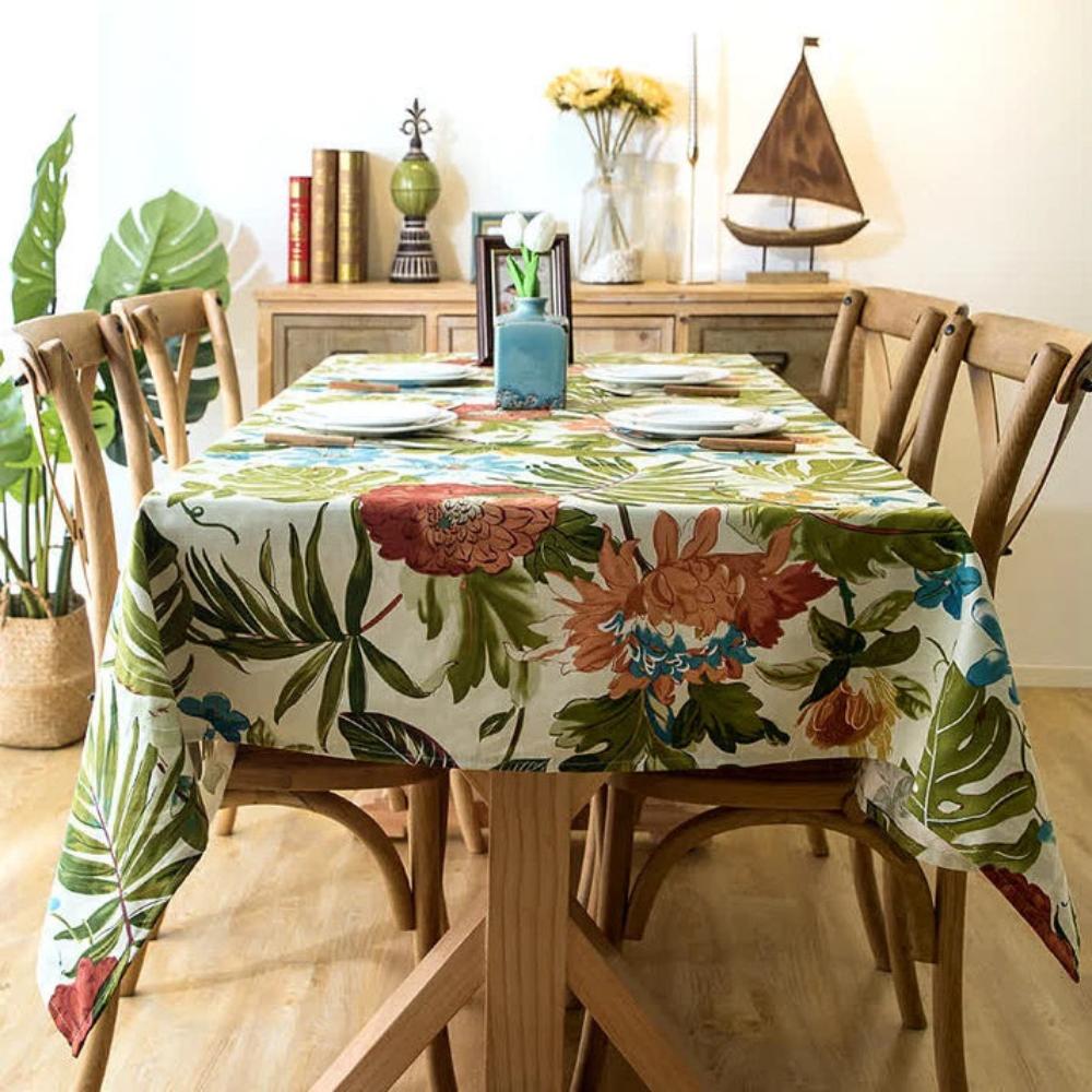 Monstera Leaves Cotton Tablecloth by Casa & Beyond
