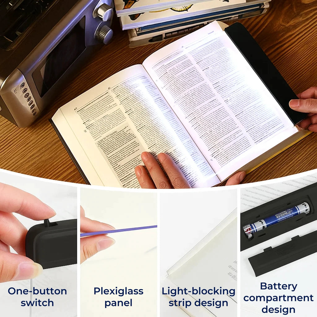 PageGlow | Flat LED Book Light – Glare‑Free Full‑Page Illumination – Slim Portable Design – Eye‑Care for Travellers & Bedtime Readers Bowlift by Bowlift