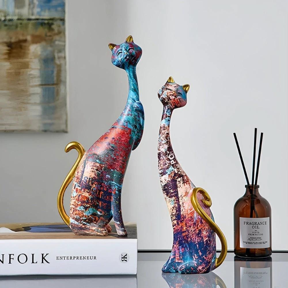 Minimalist Cat Sculpture Duo for Modern Decorative Accents Bowlift by Bowlift