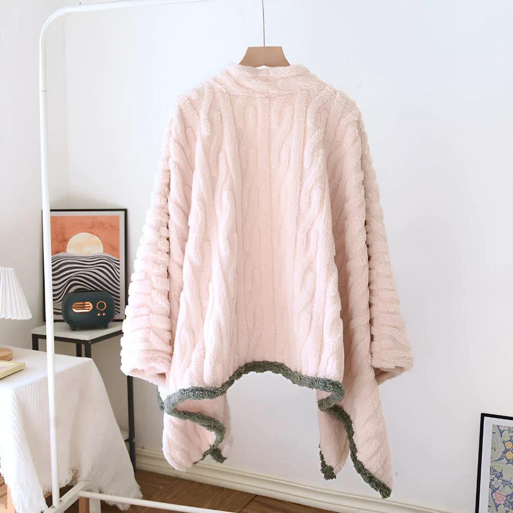 Embroidered Warm Fleece Shawl Wrap by Casa & Beyond