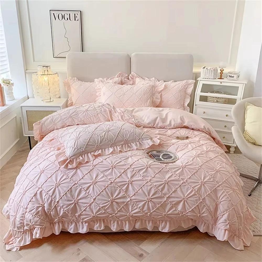 Belle Cotton Plush Ruffle Bedding | 4pcs Set by Casa & Beyond