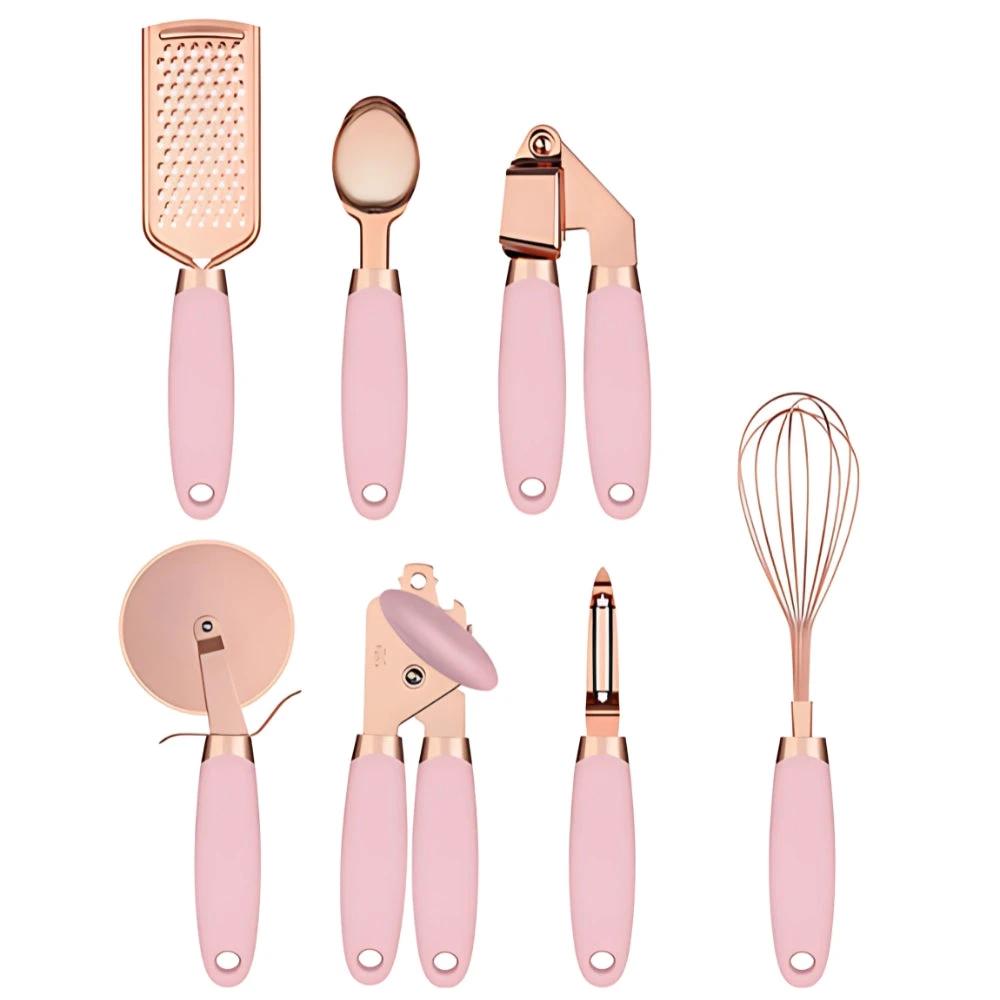 7-Piece Rose Gold Cooking Set by Casa & Beyond