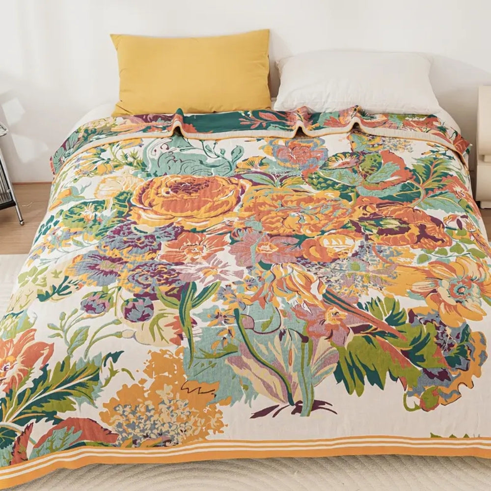 Sienna Floral Bloom Cotton Blanket by Casa & Beyond