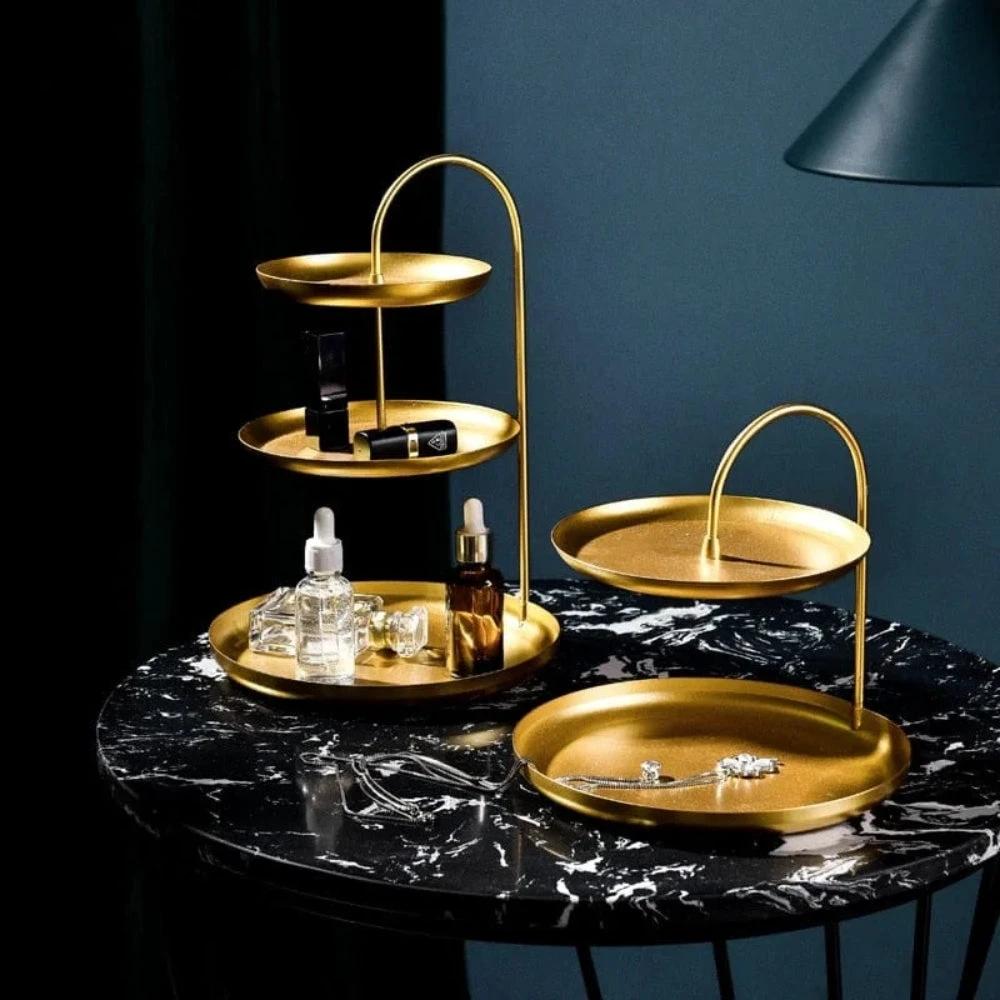 Elegant Gold Storage Organizer Stand by Casa & Beyond
