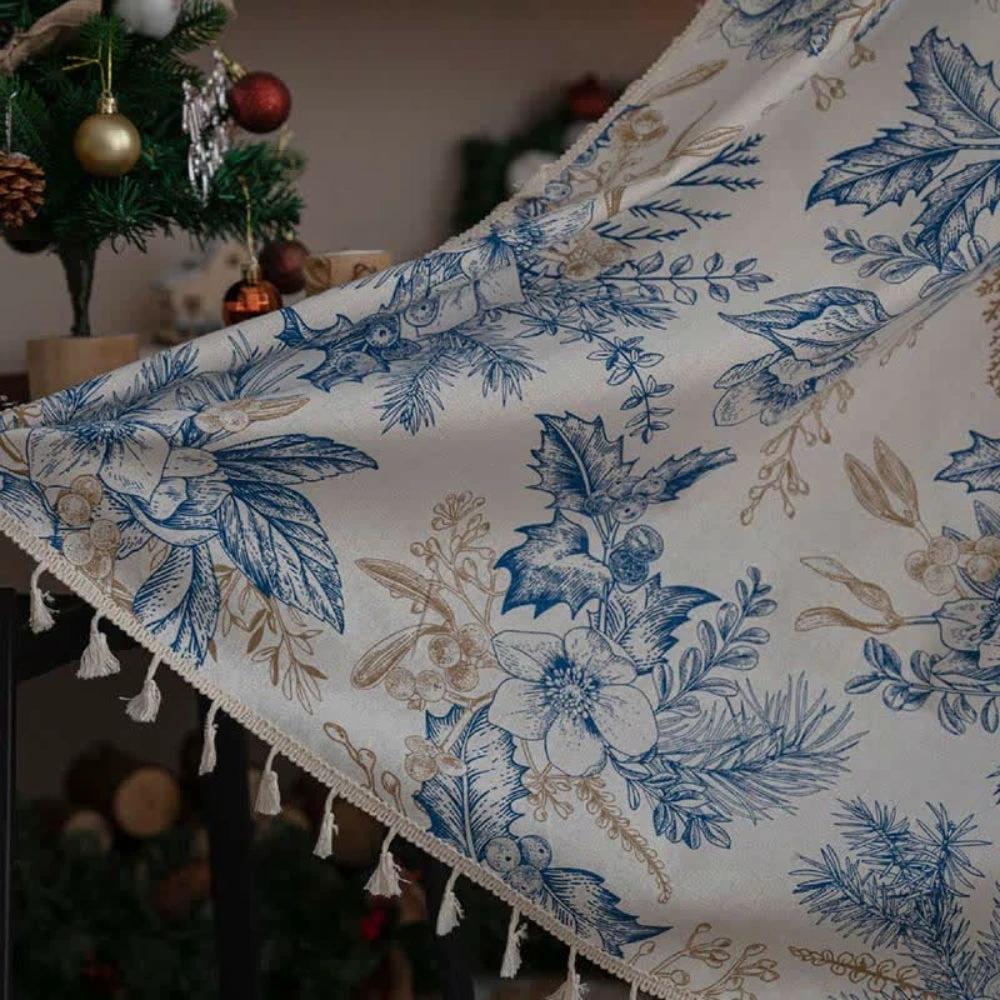 Farmhouse Botanical Blue Floral Curtain by Casa & Beyond