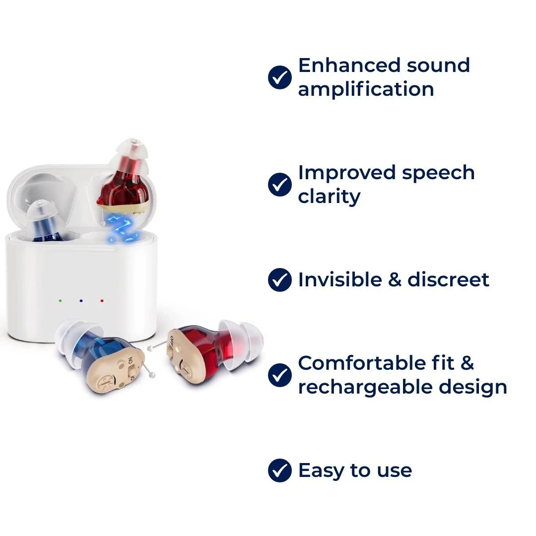 SilentWave | Rechargeable Invisible Hearing Aids Pair - Amplify Sound - Improve Speech Clarity - Discreet Design Bowlift by Bowlift