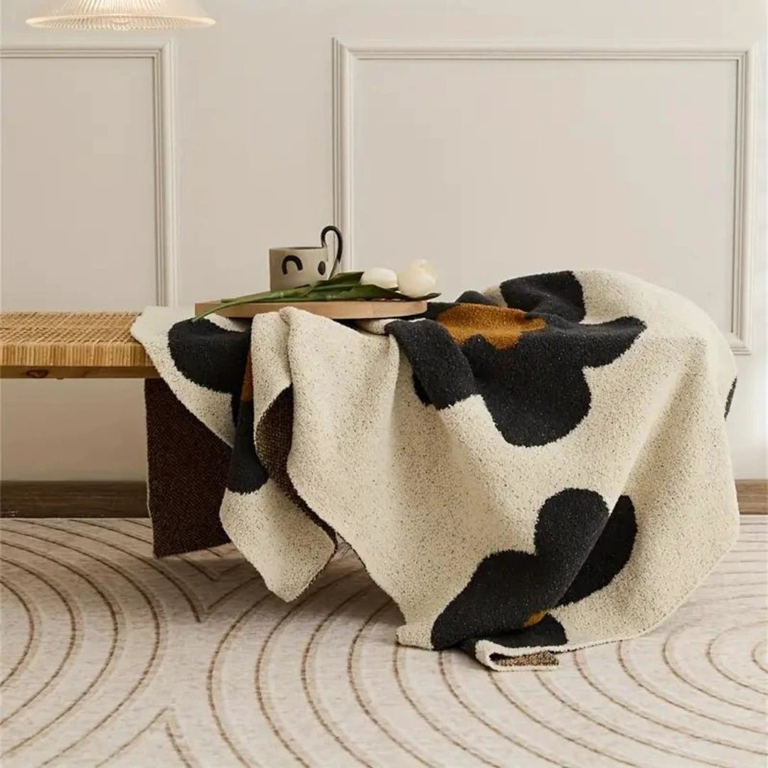 Aurora Bloom | Floral Knitted Blanket by Casa & Beyond