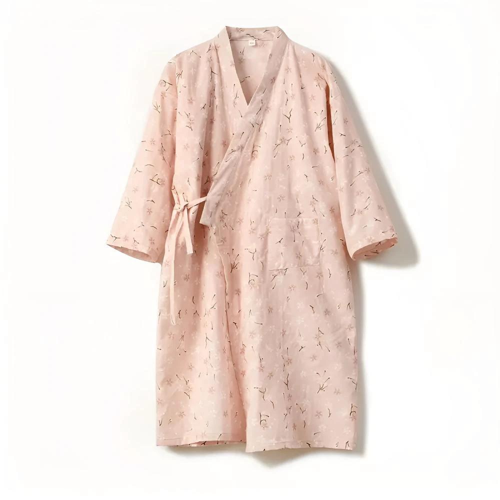 Women's Floral Pattern Cotton Bathrobe by Casa & Beyond