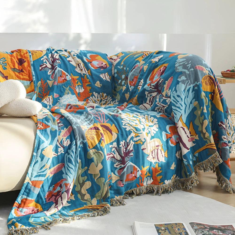 Underwater Coral Cotton Blanket by Casa & Beyond