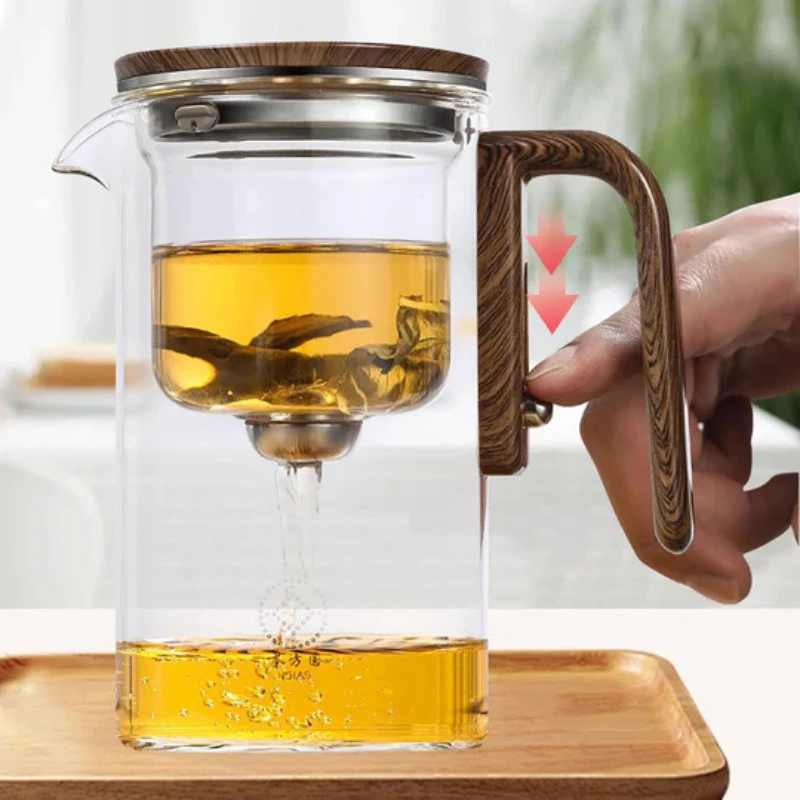 resistant glass teapot with wooden handle – Elegant infusion pot Bowlift by Bowlift