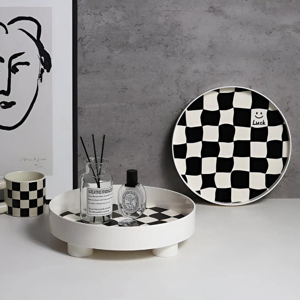 Round Checkerboard Storage Tray by Casa & Beyond